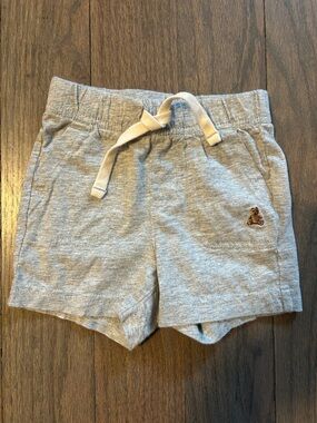 GAP Light Gray Knit Drawstring Shorts with Bear Patch